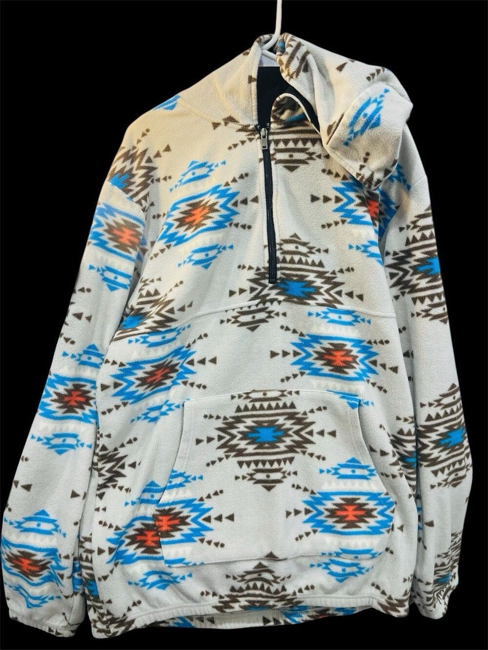 Rebels & Nomads Fleece Hoodie AZTEC Print Size LARGE LONG Mens Women’s Unisex